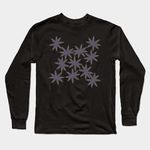 Dark Peacock Flowers Long Sleeve T-Shirt by eden1472